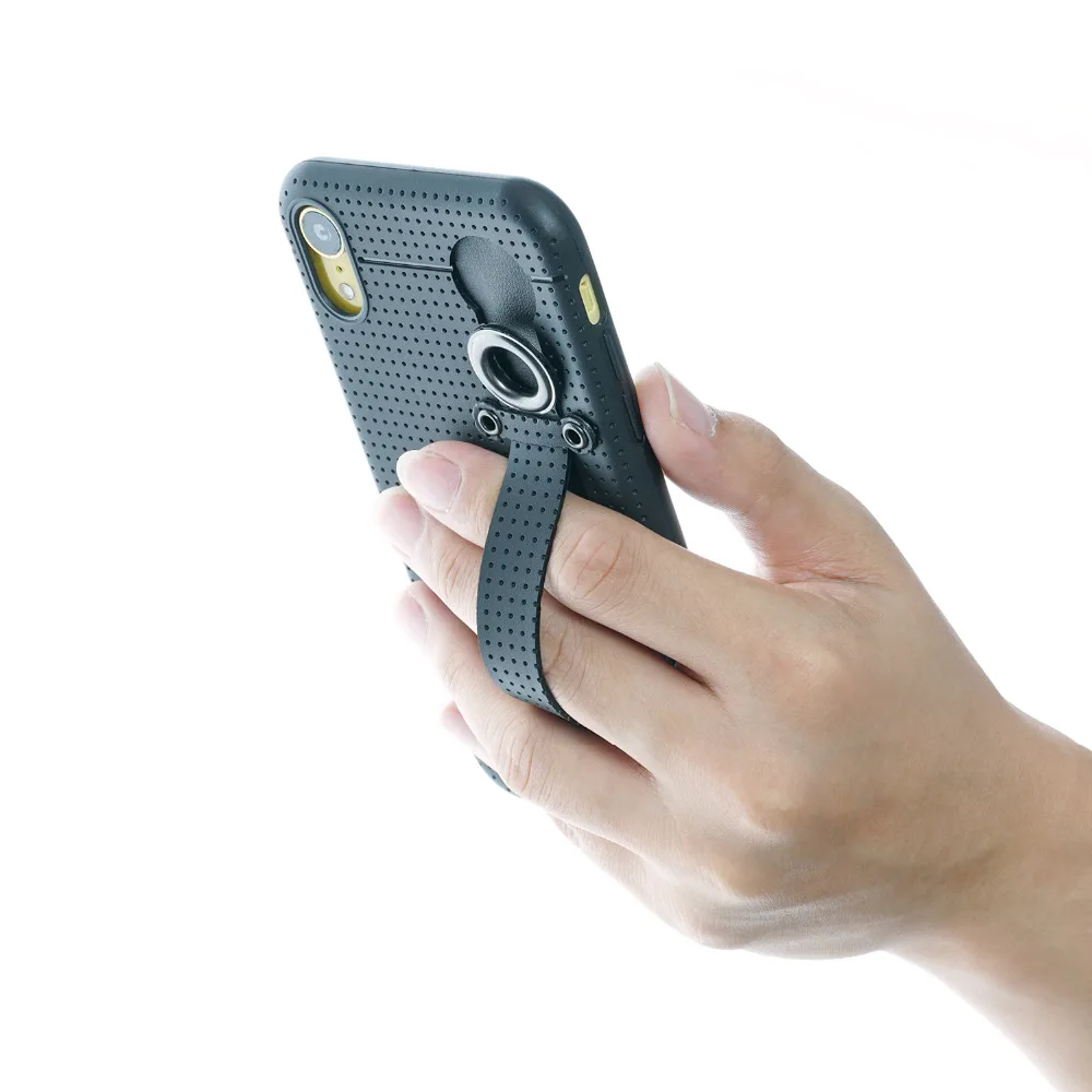 

TFY Security Non-slip 2 in 1 Strap Design , Case Cover + Hand Strap Holder for i Phone XR - Black