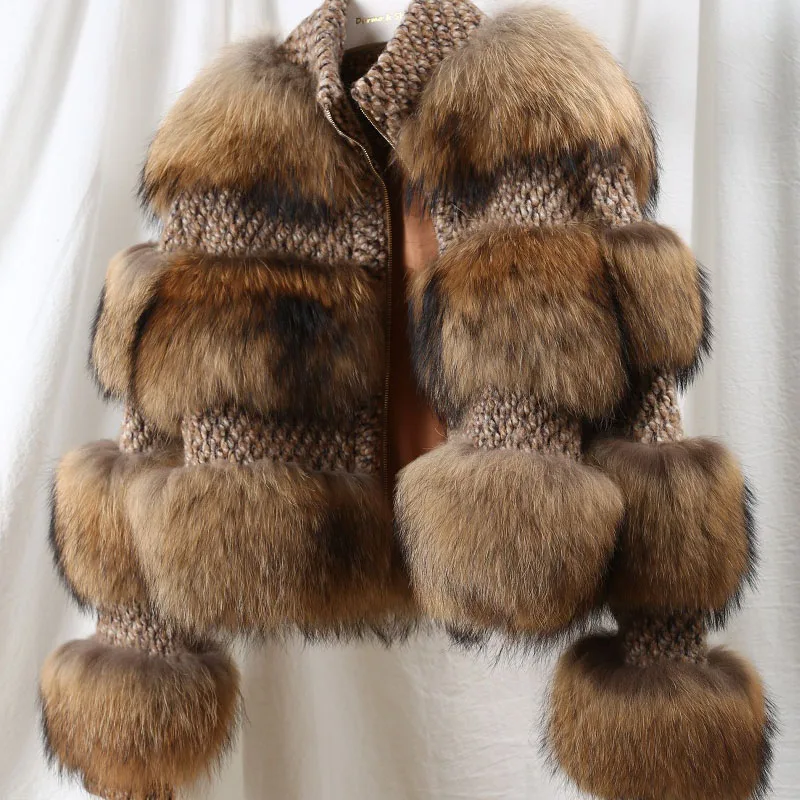 BFFUR женские пальто зимнее плотное теплое пальто с натуральным мехом верхняя одежда Зимний комбинезон шуба из меха енота парка с натуральным мехом