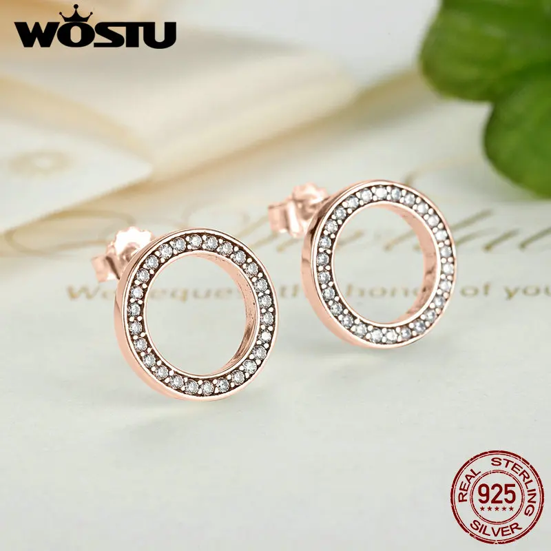 100% 925 Sterling Silver & Gold Color Forever Stud Earrings With & Clear CZ For Women Original Fine Jewelry Gift - Image 5