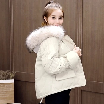 

2018 XXL Winter China Coat Big Fur Collar Hot Sale Bl Jacket Female Short Coat In Stock loose Pink Coat Tide Yunnan Clothing