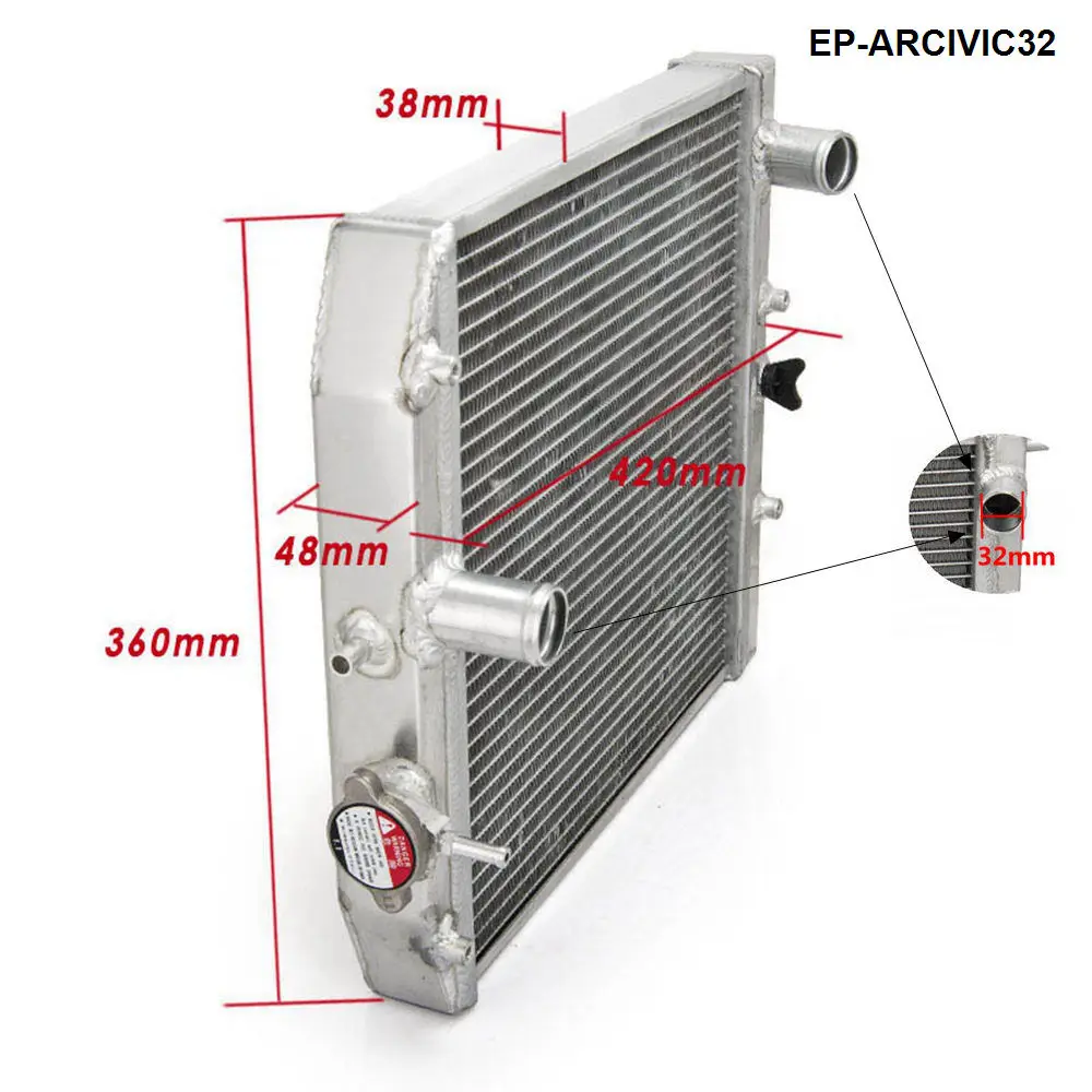 Алюминиевый радиатор для гоночного автомобиля, светильник для Honda Civic EK EG DEl Sol, руководство, 1 ряд, 32 мм, сердечник, EP-ARCIVIC32