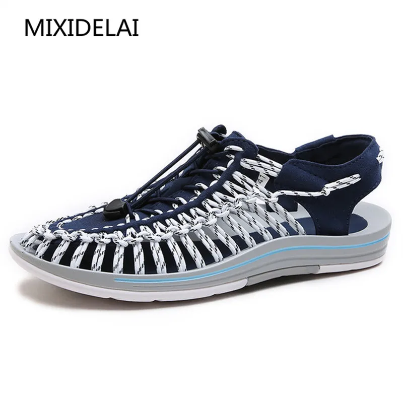 melhor MIXIDELAI 2018 Nova chegou sandálias de verão homens sapatos de qualidade homens confortáveis sandálias de design de moda casual homens sandálias sapatos