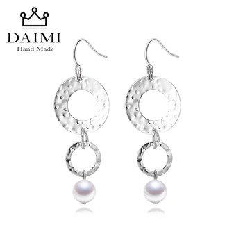 

DAIMI Fashion Pearl &S925 Jewelry Accessories Bohemia Big Hollow Circle Design Hoop Earring Best Gift For Lover's Girl Wholesale