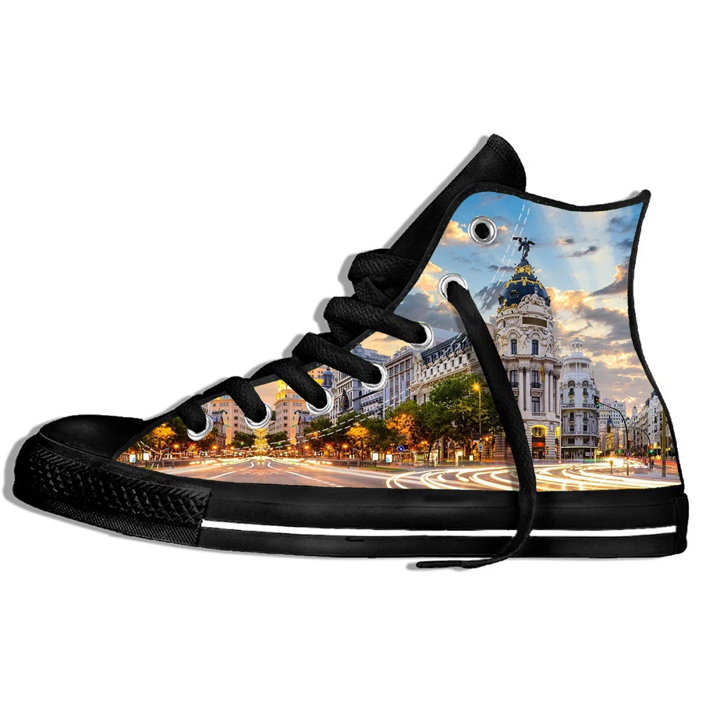 

New 2019 Fashion 3D Print Madrid Women Men Casual Breathable Shoes Men Funny Comfortable Lightweight High Top Sneakers