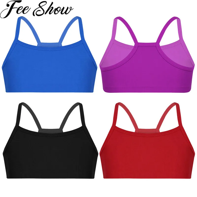 

FEESHOW Baby Girls Stretchy Black Tanks Bra Tops Crop Top for Ballet Dance Stage Performance Workout Costome Toddler Clothes