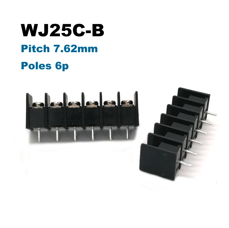 50 шт. шаг 7,62 мм барьер винт клеммный блок печатных плат прямые 2/3/4/5/6/7/8Pin morsettiera разъемы 25C-B 300V 15A 14AWG 2.5mm2