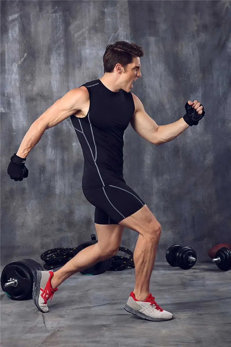 Мужской Pro компрессионный комплект для фитнеса, наборы быстросохнущие короткие леггинсы+ топы, тренировка, тренировка, спортивные штаны для йоги+ рубашки, Бег Йога 3341
