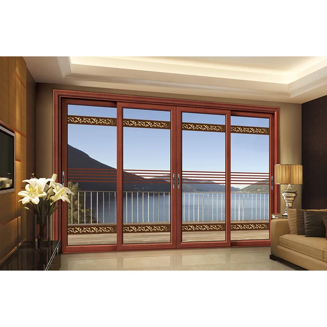 Custom size uganda aluminum wood sliding window and door design on