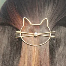 1 шт., модная симпатичная заколка для волос в виде кота, имитация заколка для волос с жемчугом, боковая заколка, аксессуары для волос, заколка для волос для женщин и девушек, подарки