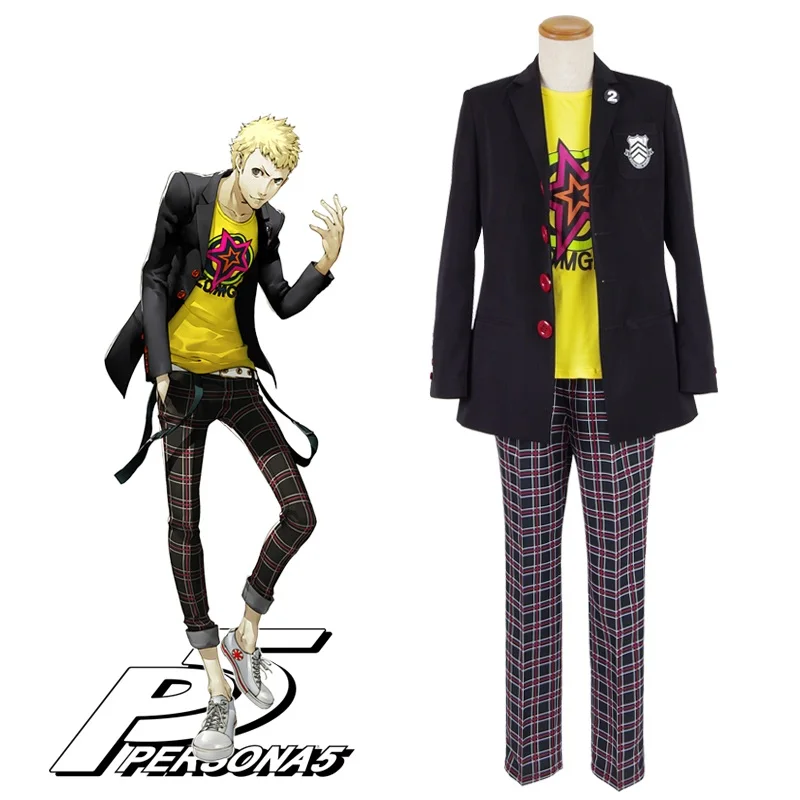 

Unisex Anime Persona5 P5 Ryuji Sakamoto Skull Cosplay Costumes Daily Suits Sets Uniform Custom Size