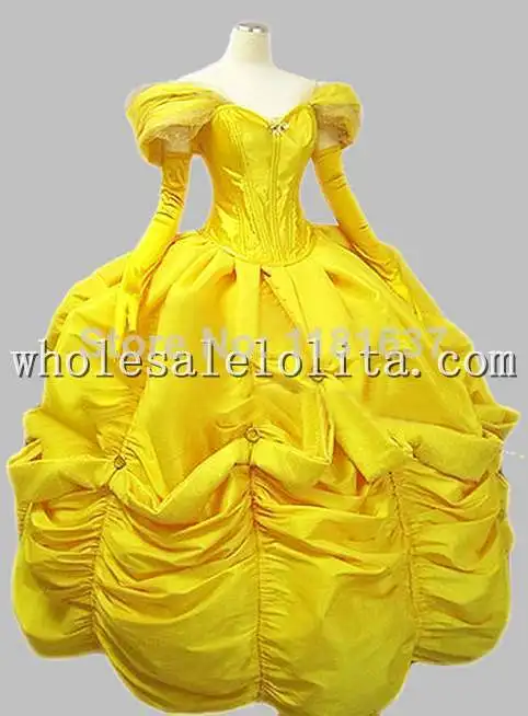 

Cosplay Beauty and Beast Yellow Belle Adult Costume Ball Gown Cosplay Dress