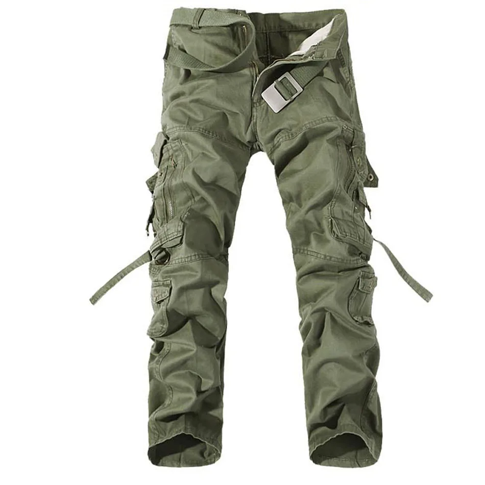 Army Green Новые мужские брюки карго армейский зеленый большие карманы украшения мужские s повседневные брюки легко мыть мужские осенние армейские брюки размера плюс 42 - Цвет: Army Green