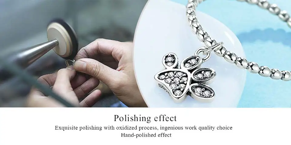 Silver Ring With Puppy Cat Paw Pendant Charm CZ Cute Rings for Women Jewelry Silver - PeticaDeals