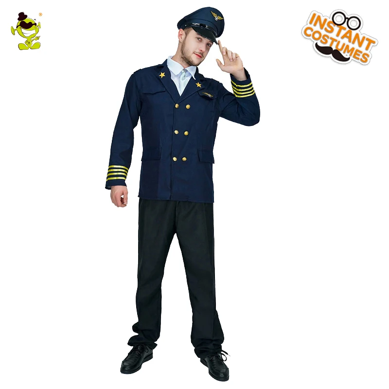 

Adult Men's Clothing Pilot Costume Cosplay Halloween Party Costume Men for Pilot Jacket with Hat