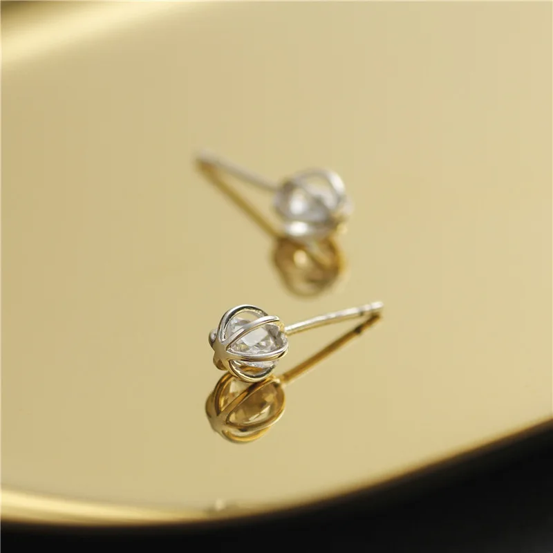 hollow ball cz earring 100% 925 Sterling silver Jewelry fashion Hypoallergenic Stud earrings for women gift