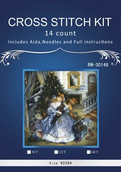 

Girl and Christmas Gift,Counted Cross Stitch14CTDMC Cross Stitch Sets DIY Cross Stitch Kits for Embroidery Home Decor Needlework