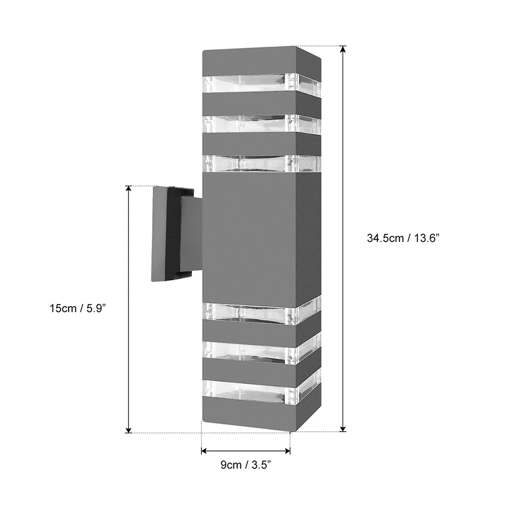 Dual Head Wall Lamp Modern Waterproof Up Down Aluminum LED Wall Light Fixtures Outdoor AC 85-240V for Courtyard Garden Porch