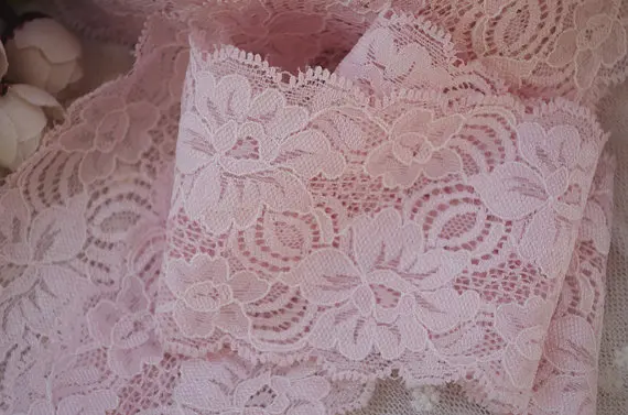 

10 yards, blush pink French lace, light pink stretch lace, sewing supplies fabric for garter/ sexy lingerie lace, LT009SL