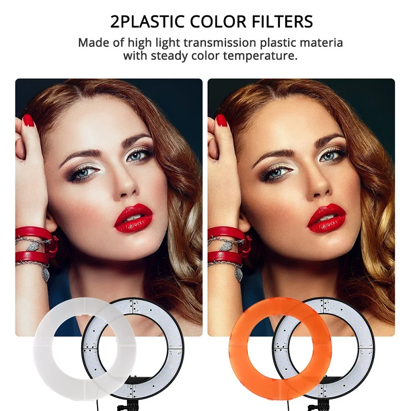 TRAVOR anillo luz 18 pulgadas 240 Uds LED anillo lámpara foto estudio iluminación regulable 5500K con trípode para YouTube maquillaje anillo Luz - 2