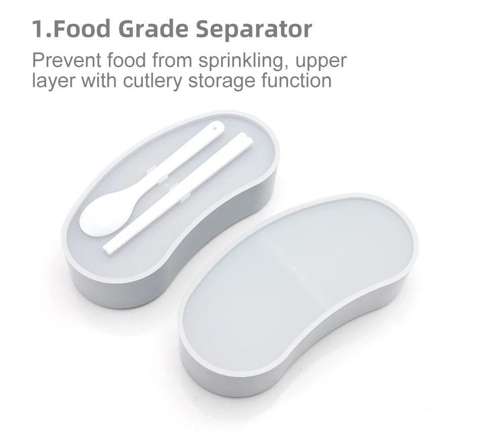 Double Layer Lunch Box Food Storage Container With Spoon Bento Box Kitchen Leak-proof Moon Lunch Box