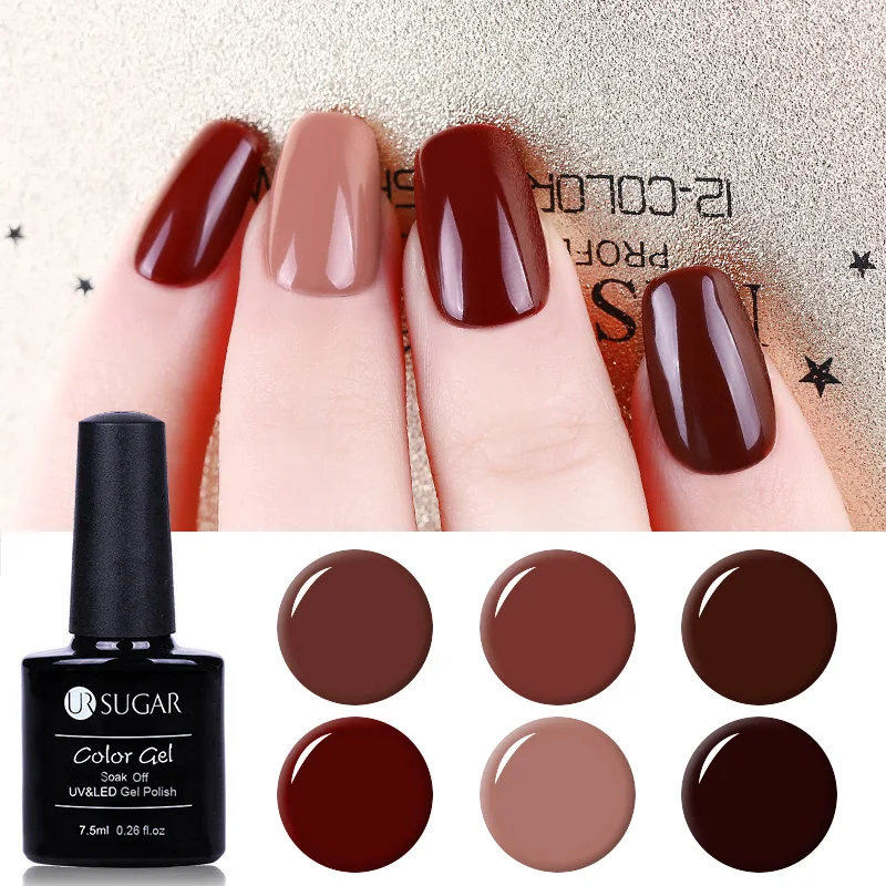 

7.5ml UR SUGAR Soak Off UV Caramel Color Series Gel Polish Elegant Coffee Series Nail Art Lacquer
