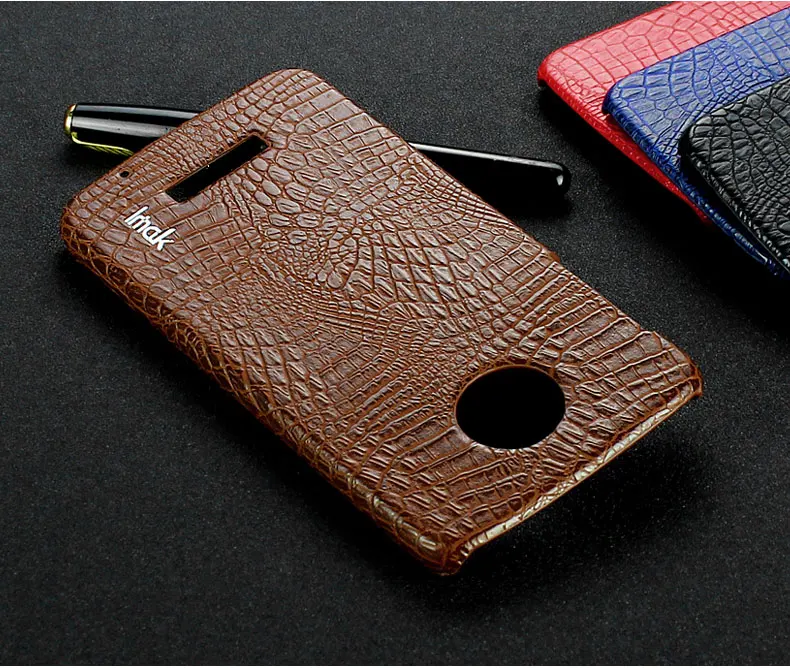 Brown Для Motorola Moto Z Play Z Force Case производства IMAK люксовый крокодиловый Чехол из искусственной кожи для Moto Z Play Z Force Модный деловой чехол - Цвет: Brown