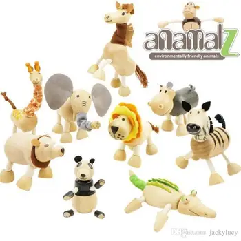 

Hot sale!Anamalz Maple Wood Handmade Moveable Animals Toy Farm Animal Baby Educational Toys 23pcs/lot