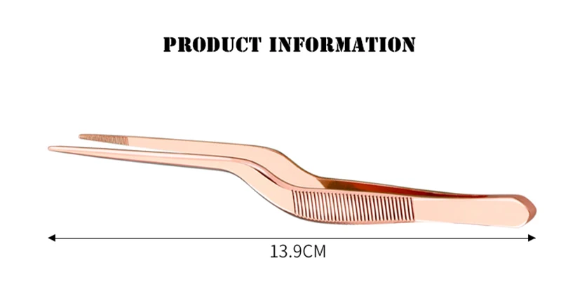 13,9 см/5,47 дюйма нержавеющая сталь Розовое Золото профессиональный шеф-повара покрытие Пинцет щипцы сервировки Презентация офсетный кухонный инструмент