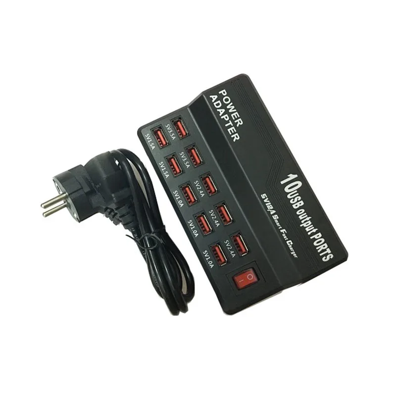 Зарядное устройство с несколькими портами 10 USB 12 А мощность 60 Вт быстрая зарядная