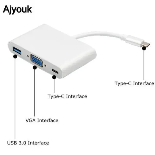 1 шт. адаптер USB Type C на гнездо VGA + концентратор 3 0 многопортовый цифровой AV PD для Apple