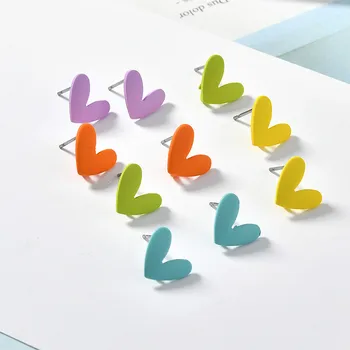 

Maccaron color oblique peach heart alloy spray back ear pin DIY handmade earrings accessories material accessories