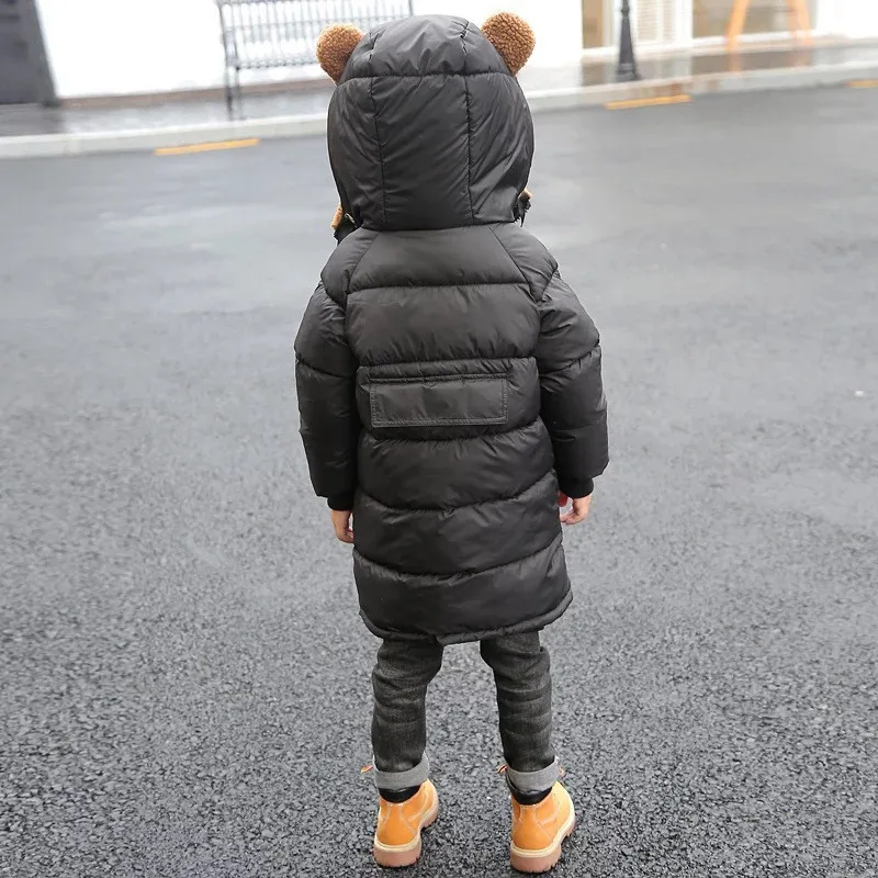 CROAL CHERIE Bear Ear Winter Kids Girls Boys Clothes Cotton Boys Winter Velvet Coat Camouflage Warm Long Children Clothing  (1)