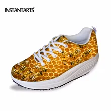 Instantarts модные женские туфли полусапожки на плоской подошве и на платформе с эффектом увеличения роста животных пчелы напечатаны женского здоровья Красота похудения Обувь