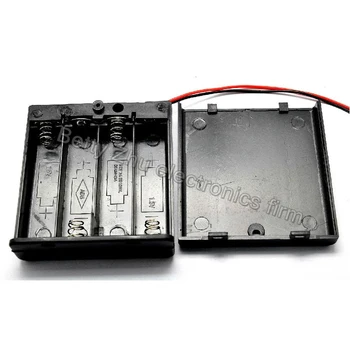 

10PCS/LOT 6 Volt battery Holder Four AA Battery Box Case With ON / OFF power switch and cover 4 x AA Black omniseal