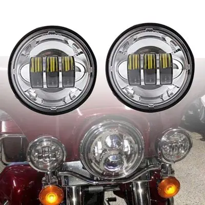 1 пара 4,5 дюймов светодиодные мотоциклетные фары 30 Вт DC10-30V Moto светодиодные фары 1260lm/pc двигатель противотуманные фары - Цвет: chrome