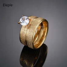 Eleple Simple Large Zircon Stainless Steel Rings for Couple Luxury Fashion Wedding Anniversary Valentine Ring Gifts SL1223TP Eleple Simple Large Zircon Stainless Steel Rings for Couple Luxury Fashion Wedding Anniversary Valentine Ring Gifts SL1223TP