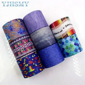 

YJHSMY C-171005-579,38 mm 5 Yards geometric Thermal transfer Printed grosgrain Ribbons,clothing Accessories DIY wrap Material