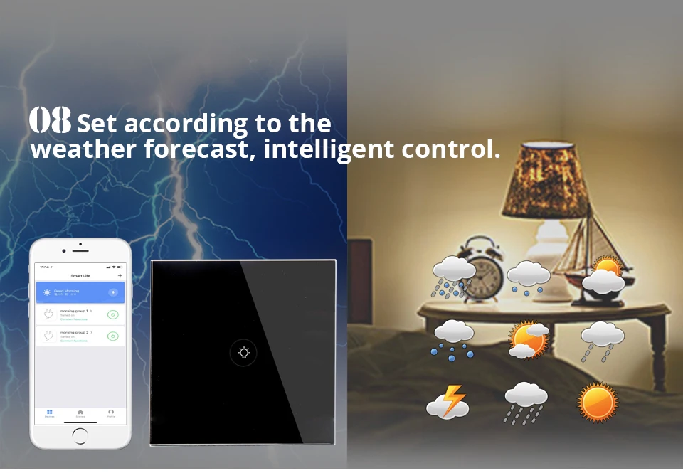 Европейская розетка Wifi, умный настенный сенсорный черный переключатель, управление мобильным приложением, работает с Amazon Alexa Google Home для умной жизни, 1 комплект