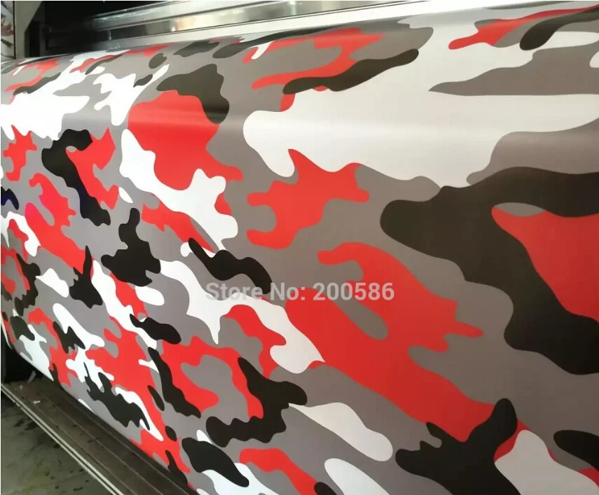 Matte & Glossy Jumbo Red Tiger Camouflage Vinyl Car Wrap Camo Film Sheet Adhesive Camo Car Wrap