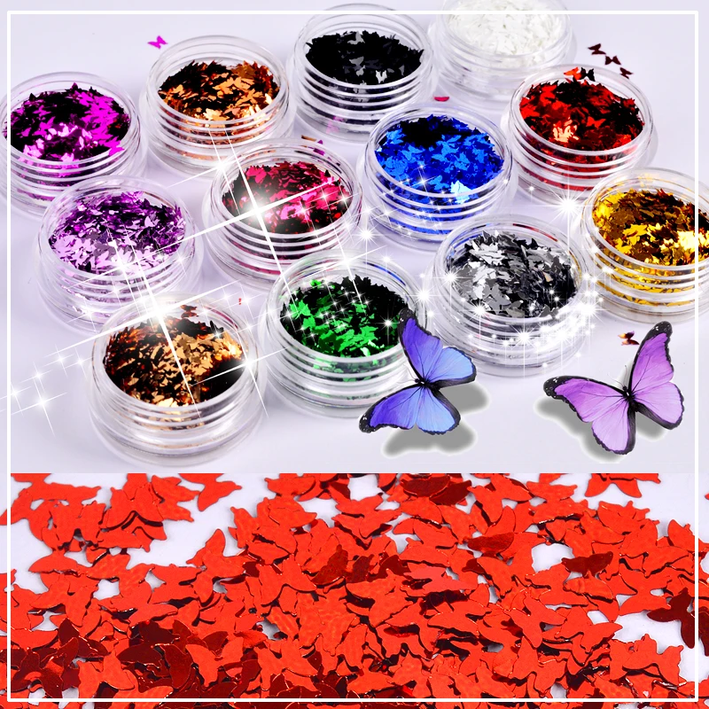 

YZWLE 1 Box Colorful Nail Glitter Paillette Ultra-thin Butterfly Nail Sequins Tips Nails Nail Art Decoration