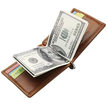 Восстановите древний верхний слой воловьей кожи из натуральной кожи зажим для долларов внешней торговли качество желтый коричневый карты биты Зажимы для денег бумажники