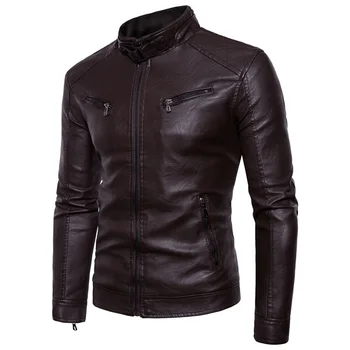 

Hot ! High Quality New Autumn and Winter Plus Velvet Fashion Leather Jackets Men, Men's Leather Jacket Brand Motorcycle Leather