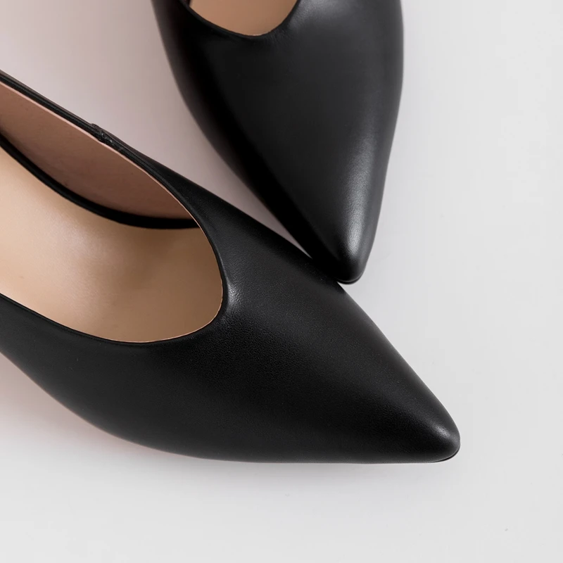ANNYMOLI/женская перчатка; Туфли-лодочки на Высоком толстом каблуке из натуральной кожи; офисные женские туфли с острым носком; Цвет белый; размеры 34-39