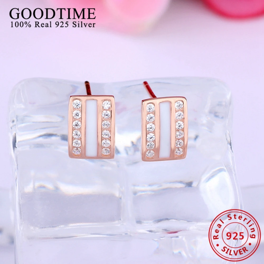 

100% Real Genuine 925 Sterling Earrings Jewelry Solid 925 Silver Square Stud Earrings Brincos fashion women jewelry AJE074