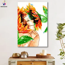 DIY картинки для раскраски по номерам с цветами Подсолнух история иллюстрация Картина Рисунок Живопись по номерам в рамке дома