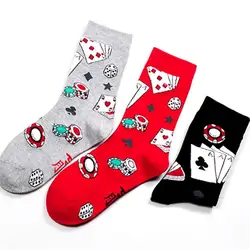 Творческая Happy Socks носки унисекс Новый год покер благословение разбогатеть забавные Повседневные Дышащие носки противоскользящие Calcetines Mujer