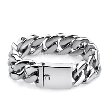 Модные подарки безуглеродистая нержавеющая сталь кубинская цепочка браслет мужские ювелирные изделия 20 мм 7,87''