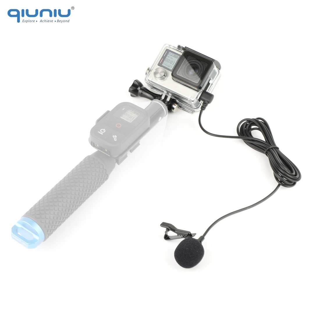 QIUNIU внешний микрофон+ прозрачный Рамный корпус чехол для GoPro Hero 4 3+ 3 Экшн камеры для Go Pro Аксессуары