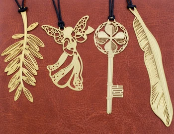 

5 PCS Metal Bookmarks Plants Vintage Key Feather Angel Musical Instruments Bookmark Office Stationery School Supplies