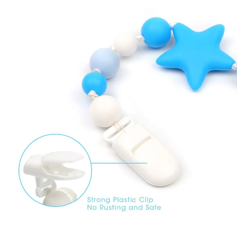 TYRY.HU Pacifier Chain Clips Silicone Beads Pacifier Holder Accessory For Nipples Baby Chew Toys Silicone Teething Holder